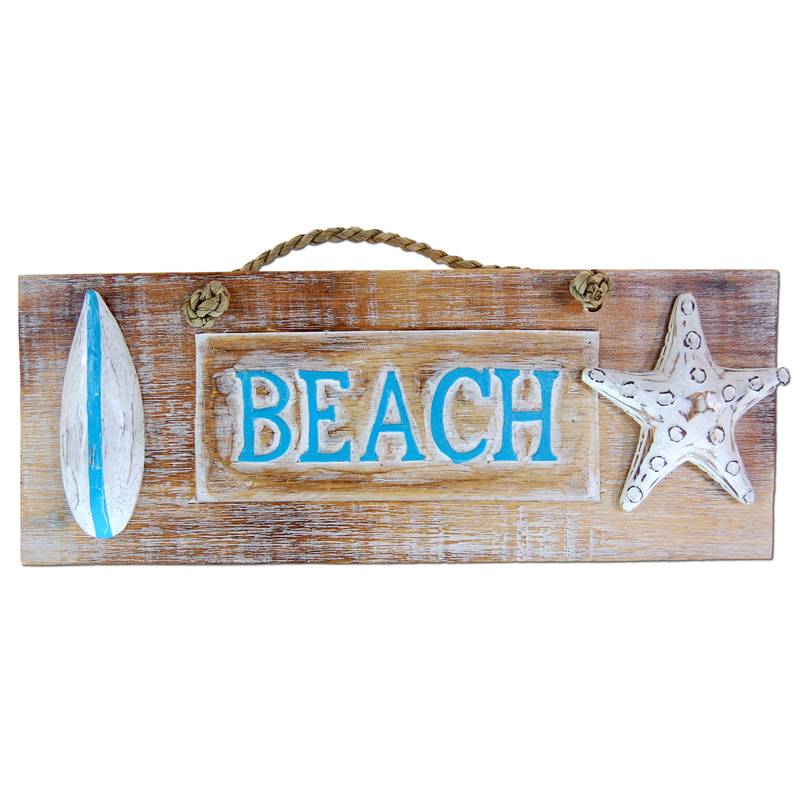 Seestern Sportswear Dekoratives Wand/Tür Schild Seestern Beach Strand Surfboard 35 x 14 cm /1983