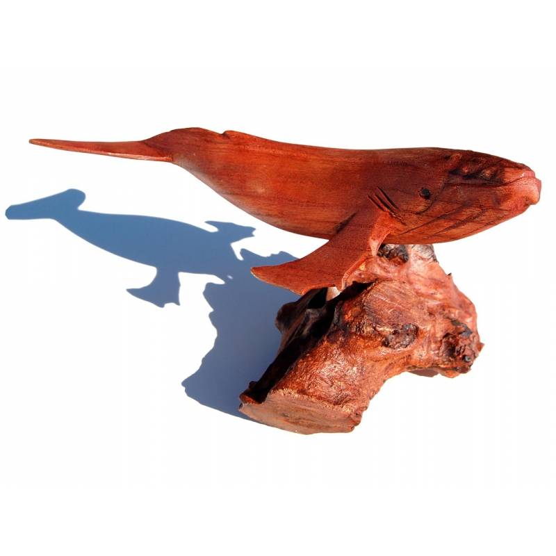 Seestern Sportswear Naturalistische Holzschnitzkunst von Bali Buckelwal Wal 29 x 12 x 17 cm /2081 Auslauf