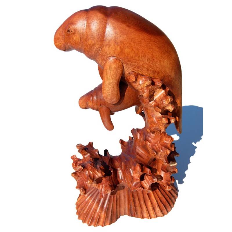 Seestern Sportswear Naturalistische Holzschnitzkunst von Bali Dugongs Seekuh 41 x 23 x 13 cm /2084 Verkauf