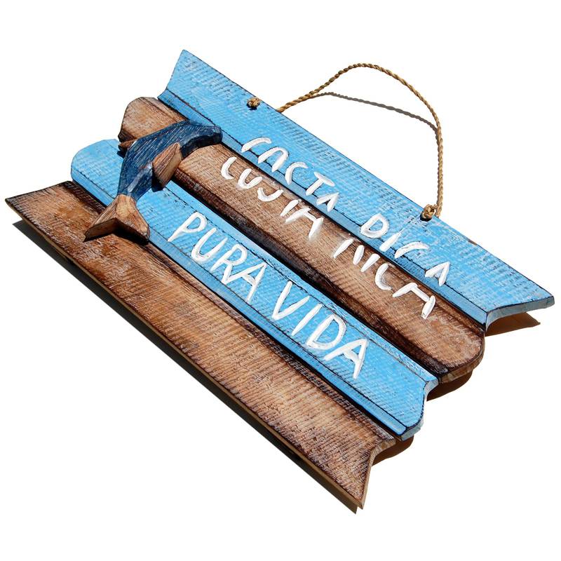 Seestern Sportswear SEESTERN Holzbild Wand Holz Bild 'Costa Rica Pura Vida' Delfin 40 x 20 cm /2360