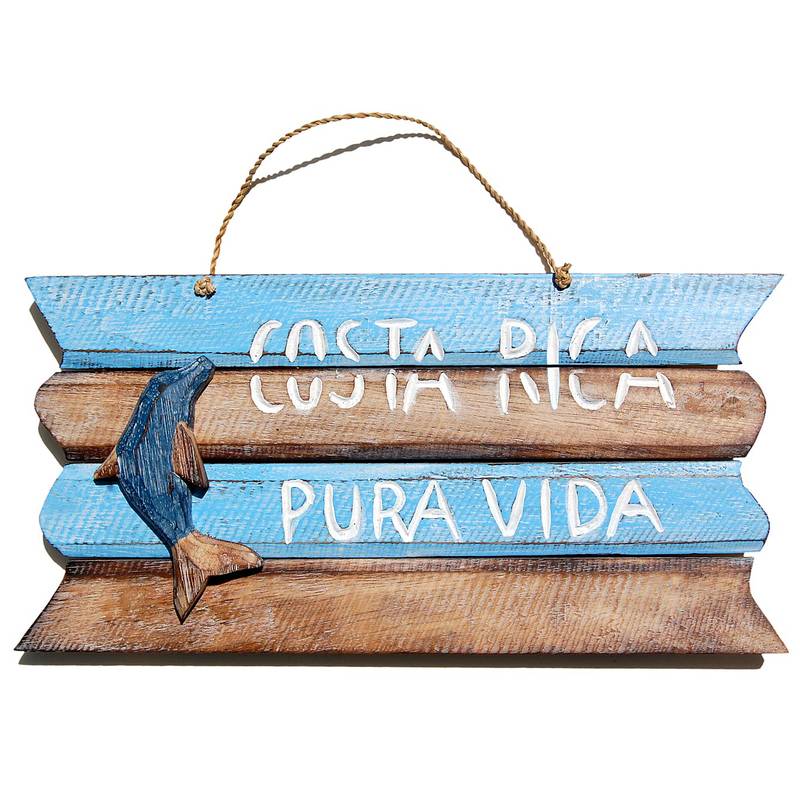 Seestern Sportswear SEESTERN Holzbild Wand Holz Bild 'Costa Rica Pura Vida' Delfin 40 x 20 cm /2360 Günstiger Verkauf
