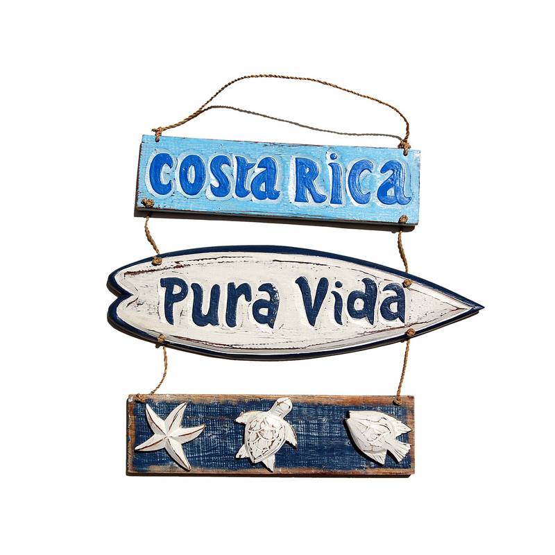 Seestern Sportswear SEESTERN Holzbild Wand Holz Bild 'Costa Rica Pura Vida' Delfin 40 x 33cm /2362 Fabrikverkauf