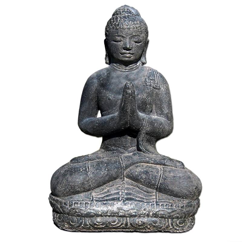 Seestern Sportswear Buddha Garten Statue 43 cm Hindu Asia Deko Figur Steinguss für innen & außen schwarz antik /1885