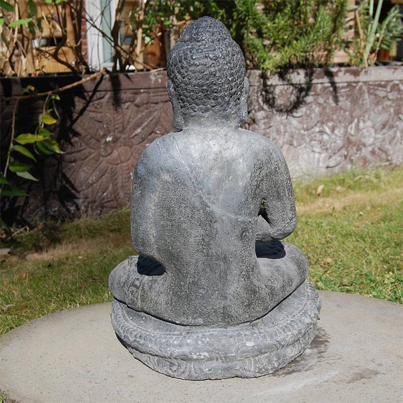 Seestern Sportswear Buddha Garten Statue 43 cm Hindu Asia Deko Figur Steinguss für innen & außen schwarz antik /1885 im Angebot