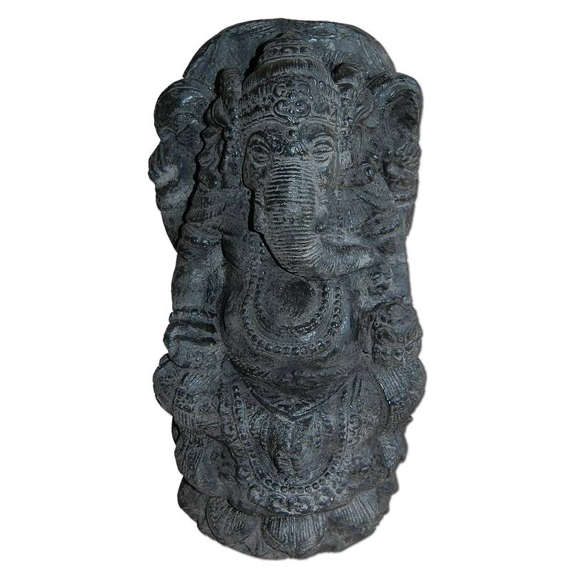 Seestern Sportswear Ganesha Garten Statue 45 cm Hindu Asia Deko Figur Steinguss für innen & außen schwarz antik /1884
