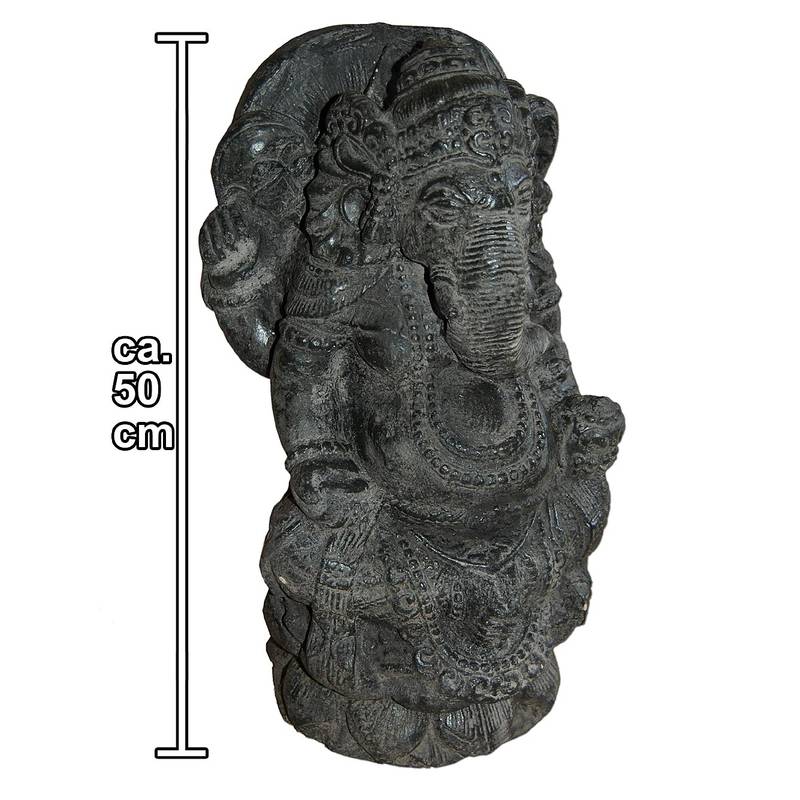 Seestern Sportswear Ganesha Garten Statue 45 cm Hindu Asia Deko Figur Steinguss für innen & außen schwarz antik /1884 Schlussverkauf