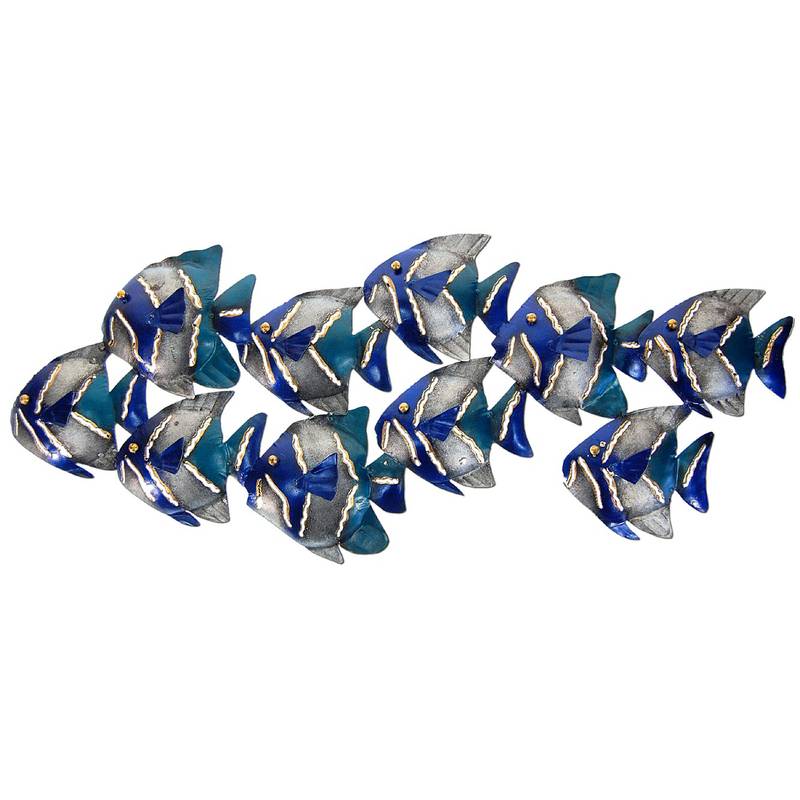 Seestern Sportswear SEESTERN Fischschwarm Metall Wand Deko Verzierung Hänge Wand Dekoration 74cm /1805
