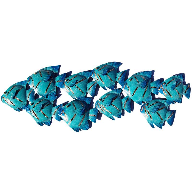 Seestern Sportswear SEESTERN Fischschwarm Metall Wand Deko Verzierung Hänge Wand Dekoration 74cm /1805.tuerkis