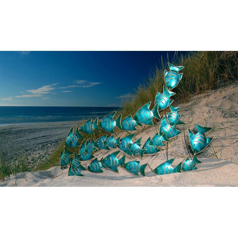 Seestern Sportswear SEESTERN Fischschwarm Metall Wand Deko Verzierung Hänge Wand Dekoration 80cm /1809.petrol Angebote