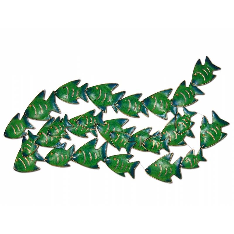 Seestern Sportswear SEESTERN Fischschwarm Metall Wand Deko Verzierung Hänge Wand Dekoration 80cm /1809.smaragd