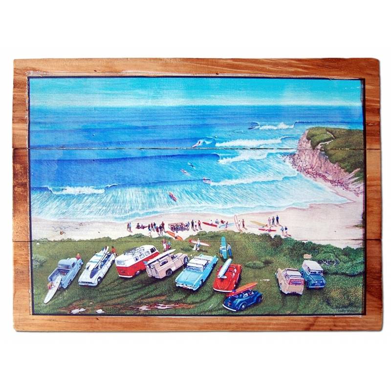 Seestern Sportswear Seestern Deko Holz Wandbild im Vintage Sixties Surf Look 30 x 40 cm Surfing Motiv /1814
