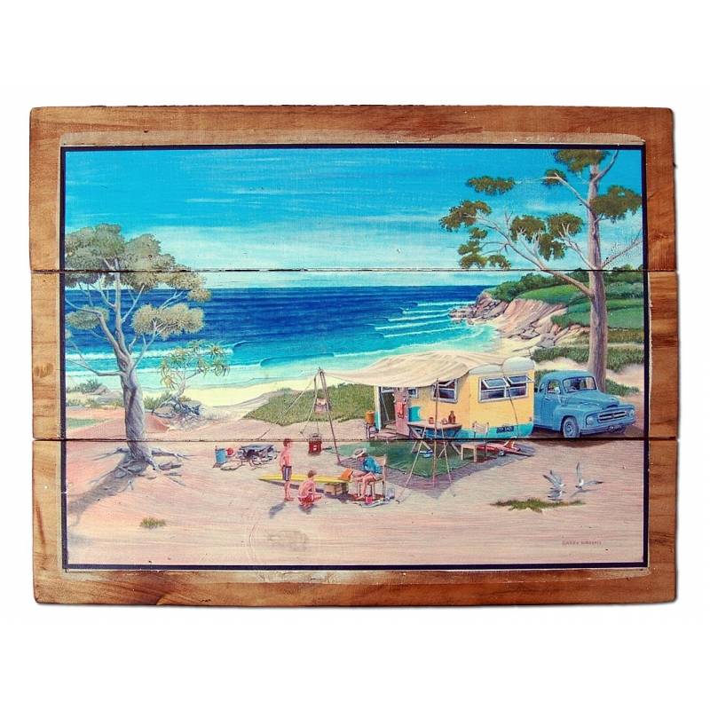 Seestern Sportswear Seestern Deko Holz Wandbild im Vintage Sixties Surf Look 30 x 40 cm Surfing Motiv /1815