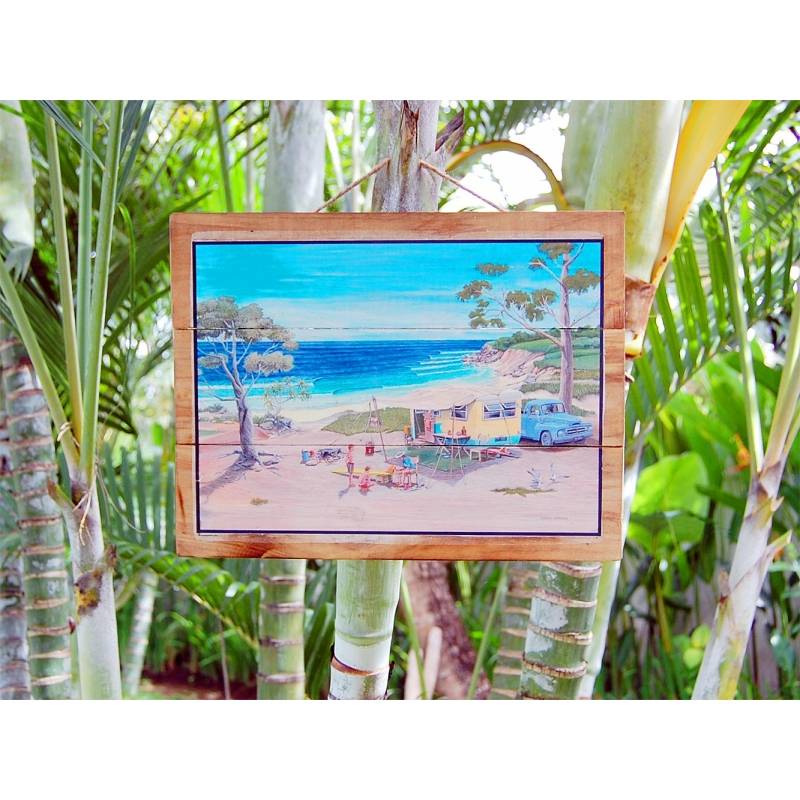 Seestern Sportswear Seestern Deko Holz Wandbild im Vintage Sixties Surf Look 30 x 40 cm Surfing Motiv /1815 Saisonschlussverkauf