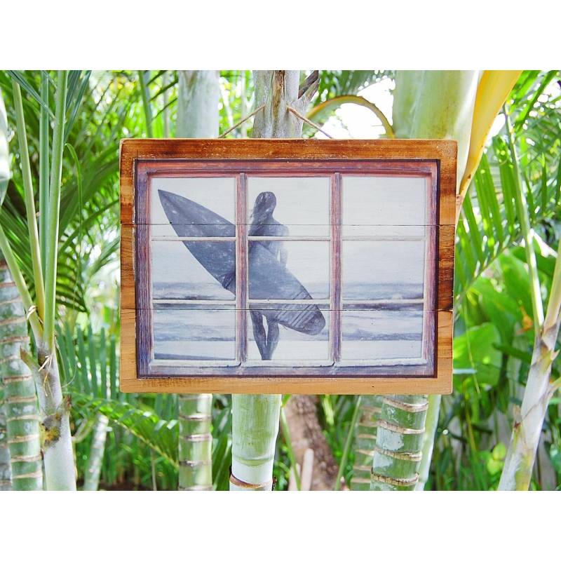 Seestern Sportswear Seestern Deko Holz Wandbild im Vintage Sixties Surf Look 30 x 40 cm Surfing Motiv /1816 Meist gekauft