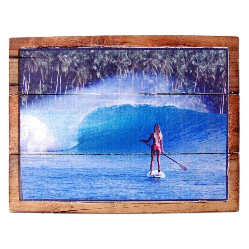 Seestern Sportswear Seestern Deko Holz Wandbild im Vintage Sixties Surf Look 30 x 40 cm Surfing Motiv /1819