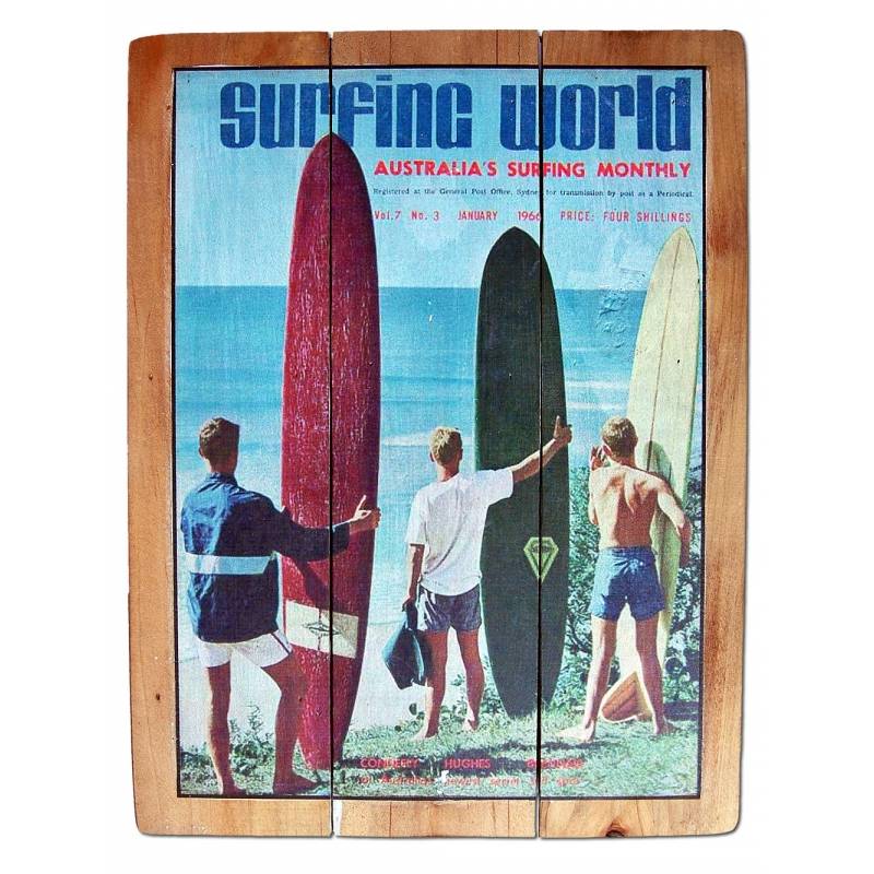 Seestern Sportswear Seestern Deko Holz Wandbild im Vintage Sixties Surf Look 30 x 40 cm Surfing Motiv /1822
