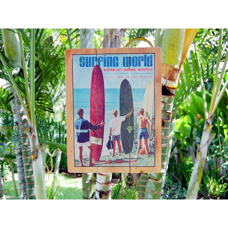 Seestern Sportswear Seestern Deko Holz Wandbild im Vintage Sixties Surf Look 30 x 40 cm Surfing Motiv /1822 Outlet