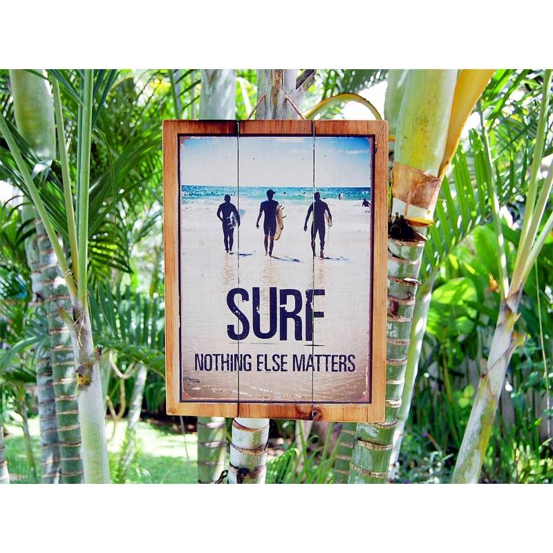 Seestern Sportswear Seestern Deko Holz Wandbild im Vintage Sixties Surf Look 30 x 40 cm Surfing Motiv /1824 Auslauf
