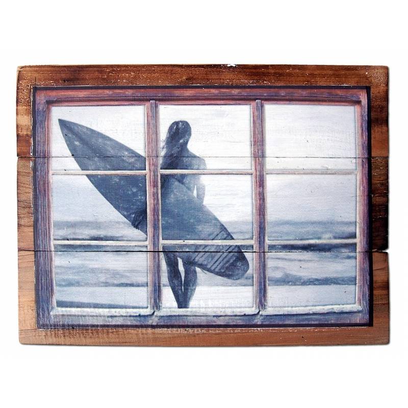 Seestern Sportswear Seestern Deko Holz Wandbild im Vintage Sixties Surf Look 50 x 80 cm Surfing Motiv /1816