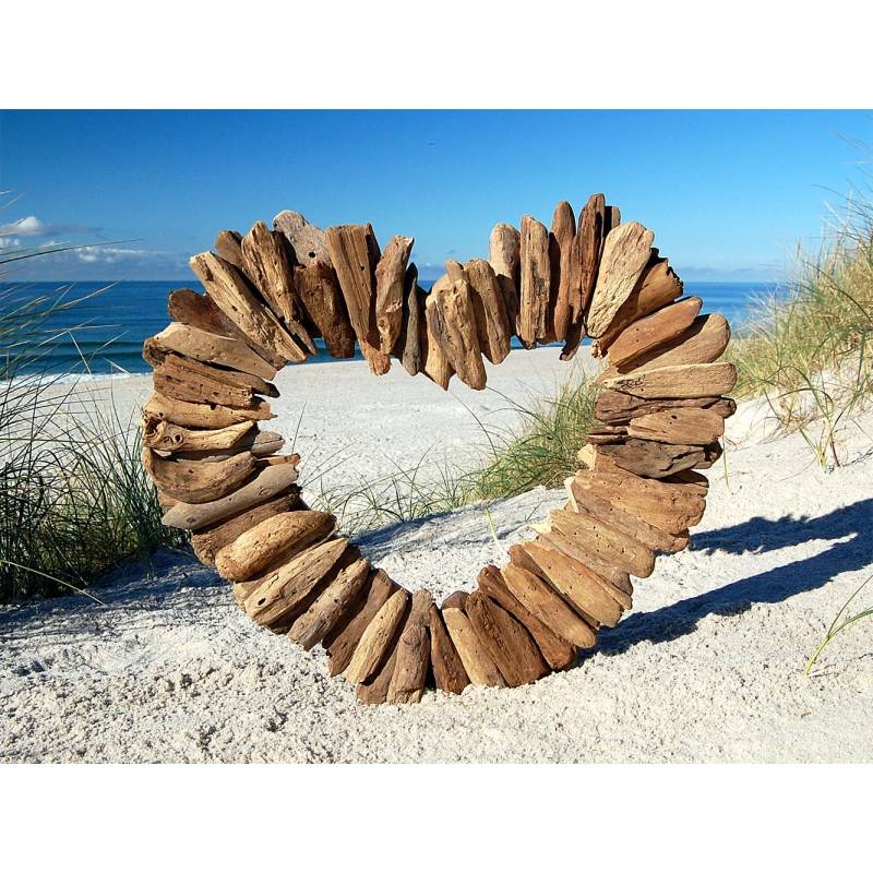 Seestern Sportswear SEESTERN Treibholz Deko mit Herz ( 40 cm ) Motiv Wanddeko Driftwood Holzdeko /1320 Günstiger Verkauf