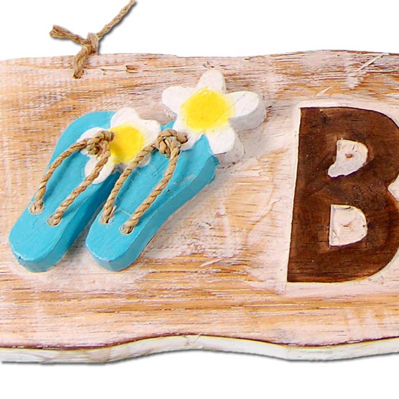 Seestern Sportswear Tüschild fürs Bad, Badezimmer Hängeschild, Sandalen Flip Flops Motiv 35 x 12 cm /1470 Schlussverkauf