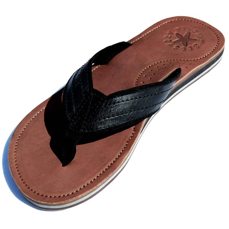 Seestern Sportswear SEESTERN Herren Leder Zehentrenner Zehensandale Zehensteg Sandalen Gr.40-50 /2364.bk