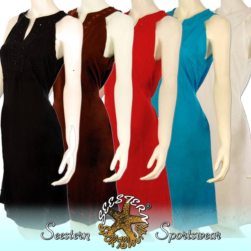 Seestern Sportswear SEESTERN Kleid Strandkleid Long Tunika Gr.38-40 bestickt mit Ornament&Pailletten