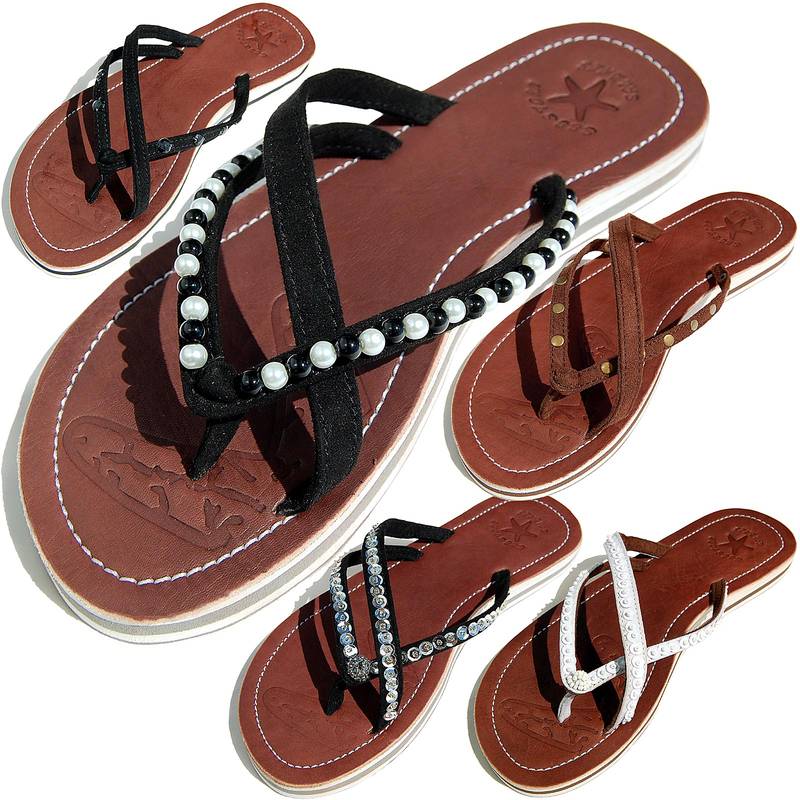 Seestern Sportswear SEESTERN Damen Leder Zehentrenner Zehensandale Zehensteg Sandalen in Größe 36-44 /2221