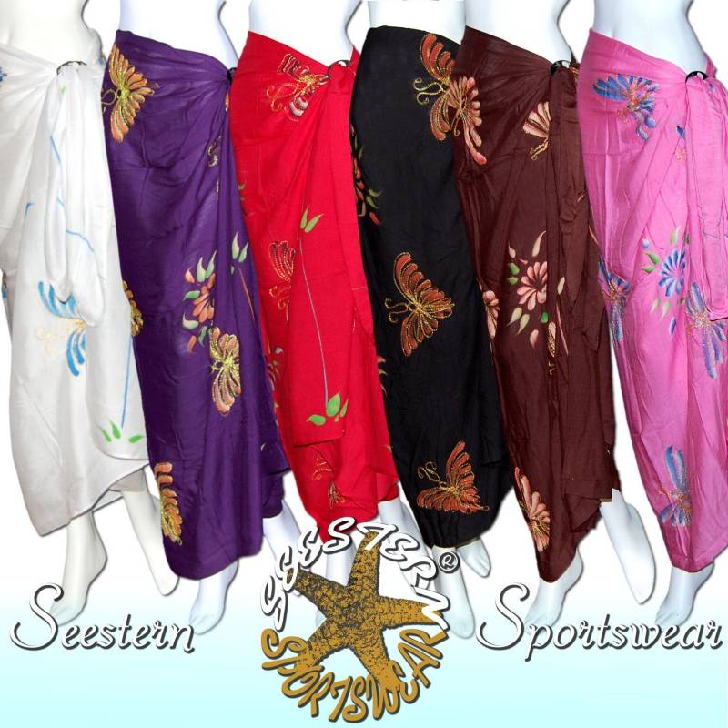 Seestern Sportswear Sarong Pareo Wickeltuch Wickelrock Tuch Schmetterlinge