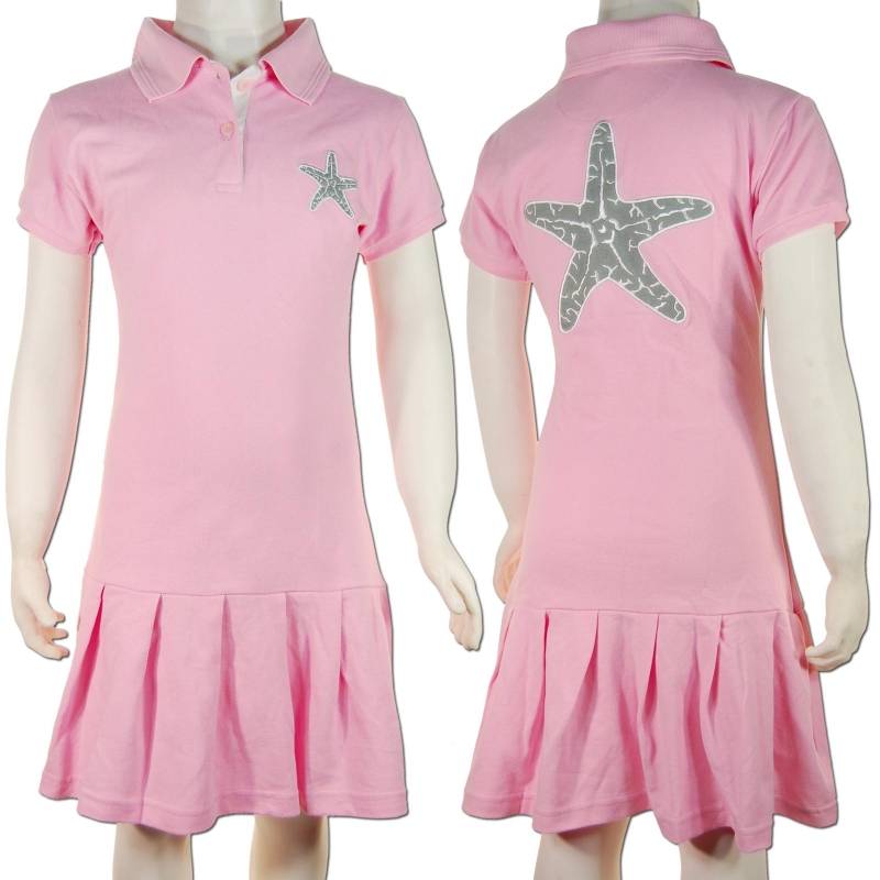 Seestern Sportswear SEESTERN Kinder Polokleid rosa mit süßem Faltenrock & Seestern Applikationen Gr.86-164 /1801