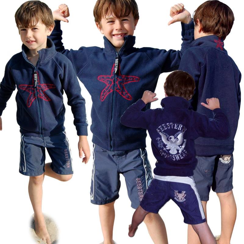 Seestern Sportswear SEESTERN Kinder Fleece Jacke mit Stehkragen Sweater Sweatjacke 92-116 /1608_09