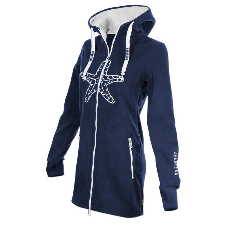 Seestern Sportswear SEESTERN Damen Kapuzen Fleecejacke 2WegeZipper Fleecemantel Fleece Sweatj.XS-4XL /2126.nv_wt Schlussverkauf