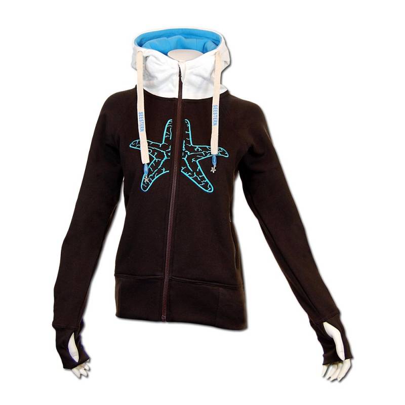 Seestern Sportswear SEESTERN Damen Kapuzen Sweat Shirt Jacke Pullover Zip Hoody Sweater Gr.XS-XXL /1422.bw_lb_ow Verkauf