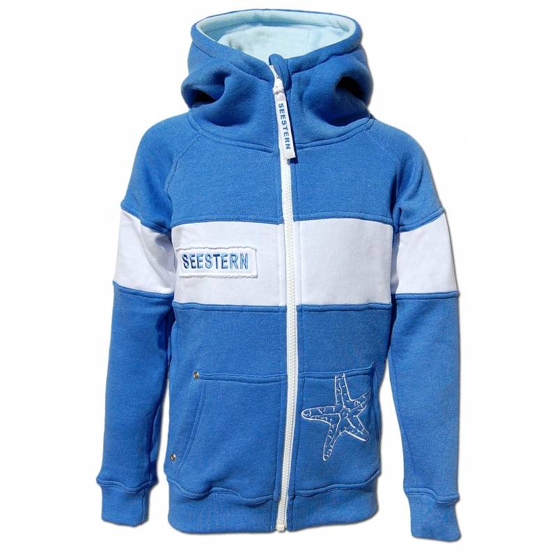 Seestern Sportswear SEESTERN Jungen Kapuzen Sweat Jacke Kapuzen Pullover Hoody Sweater 104-164 /2103_bl_wt Schlussverkauf