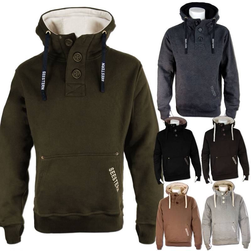 Seestern Sportswear SEESTERN Herren Kapuzen Sweatshirt Pullover m.Knopfleiste Jumper Sweater Gr.S -L /1241