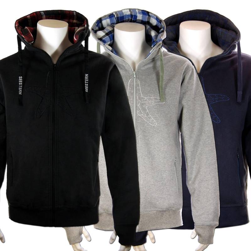 Seestern Sportswear SEESTERN Herren Kapuzen Sweat Shirt Jacke Pullover Zip Hoody Sweater Gr.S - XL /1343