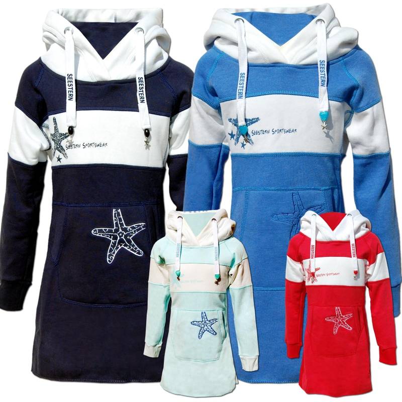 Seestern Sportswear SEESTERN Kinder Langes Kapuzen Sweat Shirt Pullover Hoody Sweater Gr.116-164 /2105