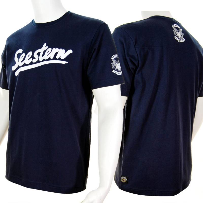 Seestern Sportswear SEESTERN Herren Tshirt hochw. Combed Jersey Kurzarm Gr S-XXL /1940 navy-weiss
