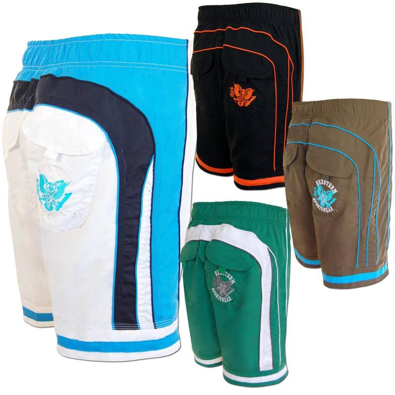 Seestern Sportswear SEESTERN Herren Boardshorts Surfshorts Boardshort Badeshorts mit Gummizug hinten S-3XL mittellang 47-49cm /1944