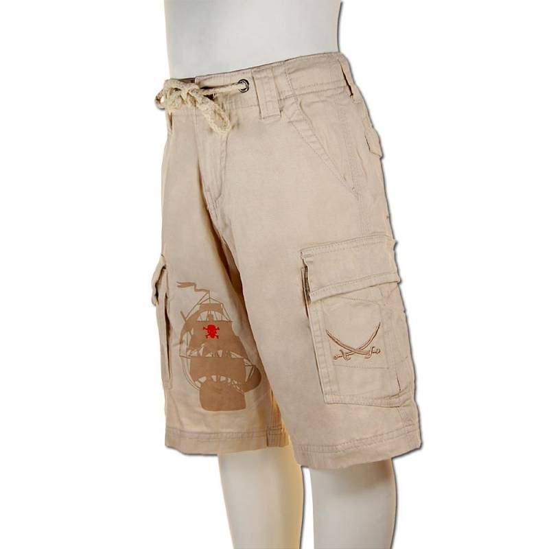 Seestern Sportswear SEESTERN Kinder Piraten Walkshorts Cargo Shorts Bermuda Kurze Hose Creme & Olive Blitzverkäufe