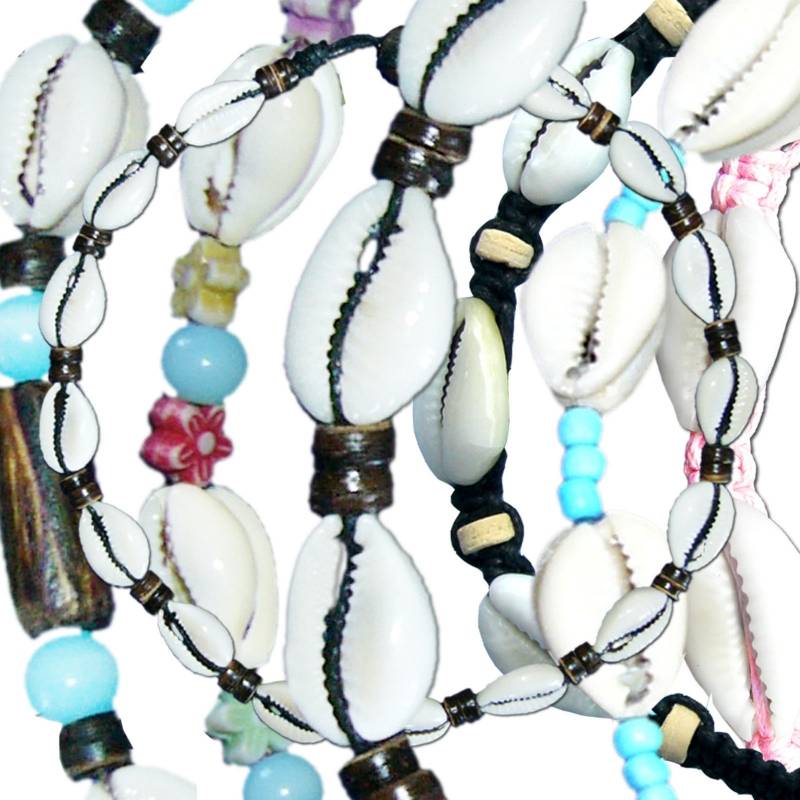 Seestern Sportswear Seestern Halskette Tropischer Modeschmuck aus Kauri Muscheln mit Knopfverschluß