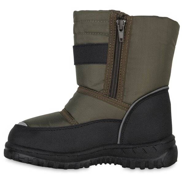﻿Stiefelparadies Kinder Winter Boots in Olivgrün Schwarz
