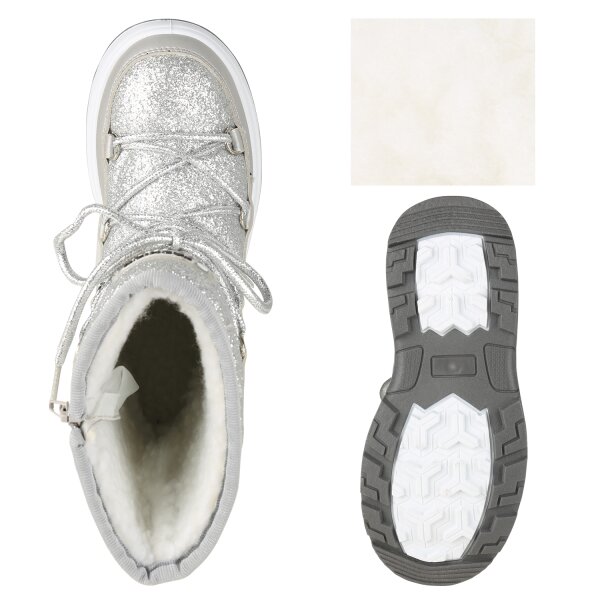 Stiefelparadies Kinder Winter Boots in Silber Fabrikverkauf