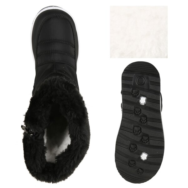 Stiefelparadies Kinder Winter Boots in Schwarz Muster Blitzverkäufe