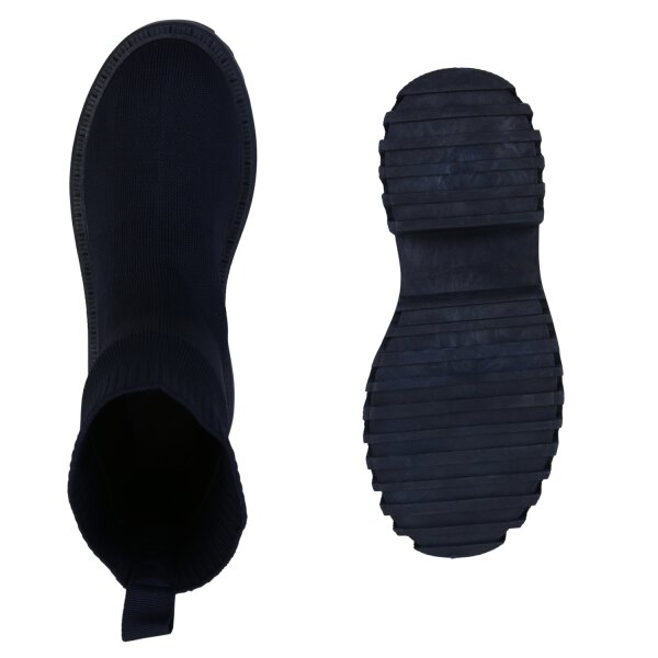 Stiefelparadies Damen Plateau Boots in Dunkelblau Schlussverkauf