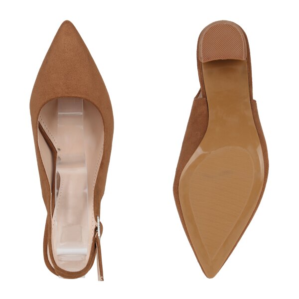 Stiefelparadies Damen Slingpumps in Hellbraun Angebote