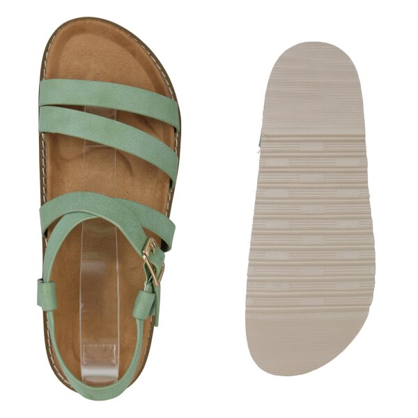 Stiefelparadies Damen Übergrößen Riemchensandalen in Hellgrün im Angebot
