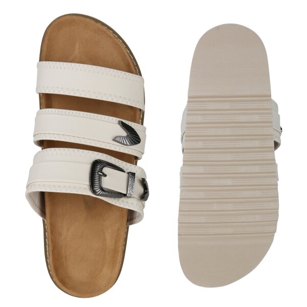 Stiefelparadies Damen Übergrößen Pantoletten in Beige Schlussverkauf