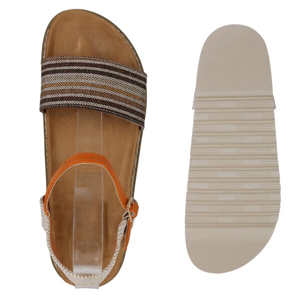 Stiefelparadies Damen Übergrößen Riemchensandalen in Orange Meist gekauft