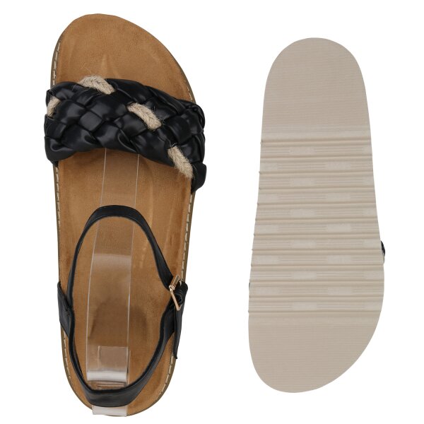 Stiefelparadies Damen Übergrößen Riemchensandalen in Schwarz Blitzverkäufe